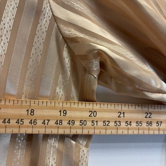 Vintage Joanna Womens Old Money Shimmery‎ Striped Semi-Sheer Blouse Size M Gold - Picture 4 of 7